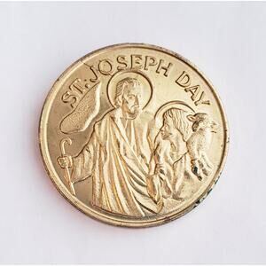 St. Joseph's Day Blessed Brass Medal 1979 Italian Cultural Society New Orleans‎